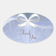 Thank You Seal Blue White Floral Ribbon Wedding Stickers