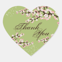 Thank You Seal - Sage Green Cherry Blossom Wedding Stickers