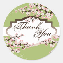 Thank You Seal - Sage Green Cherry Blossom Wedding Stickers