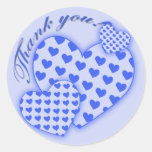 Thank You Stickers with Blue Hearts