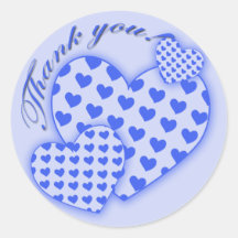 Thank You Stickers with Blue Hearts