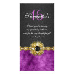 "thank you" "sweet sixteen" purple black gems custom photo card