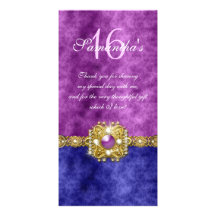 "thank you" "sweet sixteen" purple blue gems personalised photo card