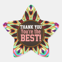 Thank You- You're the Best Rainbow Star Sticker