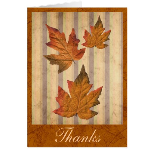 "Thanks" card with fall leaves