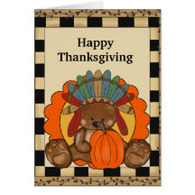 Thanksgiving Bear Holiday greeting card