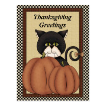 Thanksgiving Cats greeting postcard