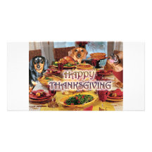 Thanksgiving Dachshunds Photo Card Template
