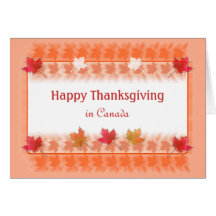 Thanksgiving in Canada Maple Leaves on Orange Greeting Cards