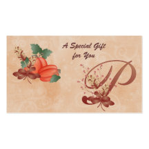 Thanksgiving Monogram Letter P Gift Card Business Card Templates