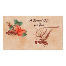 Thanksgiving Monogram Letter T Gift Card Business Card