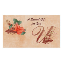 Thanksgiving Monogram Letter U Gift Card Business Cards