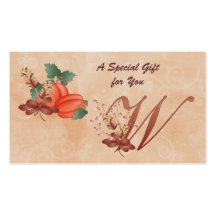 Thanksgiving Monogram Letter W Gift Card Business Card