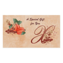 Thanksgiving Monogram Letter X Gift Card Business Card