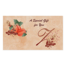 Thanksgiving Monogram Letter Z Gift Card Business Cards