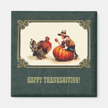 Thanksgiving Vintage Style Gift Magnet