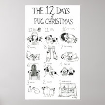 The 12 Days of Pug Christmas Posters