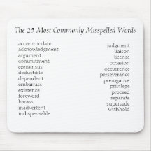 The 25 Most Commonly Misspelled Words, accommod... Mousemats