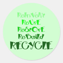 The 5 R's of Recycling Round Sticker