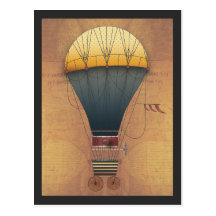 The Airship Abeelle Steampunk Flying Machine Postcard