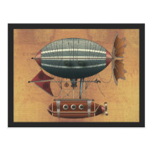 The Airship Aleutian Steampunk Flying Machine Postcard