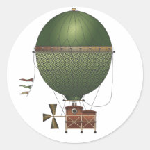 The Airship Citronnier Steampunk Flying Machine Round Stickers