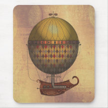The Airship Nautisme Steampunk Flying Machine Mousepads