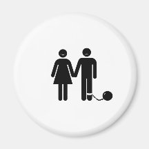 The "Ball and Chained" groom Refrigerator Magnets