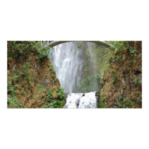 The beautiful Multnomah Waterfall in Oregon Personalized Photo Card