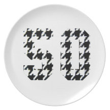 The Big 50 Houndstooth Print Dinner Plate