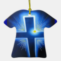 The blue backlit Cross. Ornament