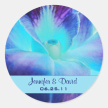 The Blue Orchid Wedding Favour Sticker
