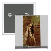 The Bookworm,  By Spitzweg, Carl Pinback Buttons
