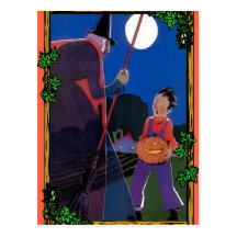 The boy and the witch post card