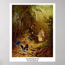 The Butterfly Hunter By Carl Spitzweg Posters