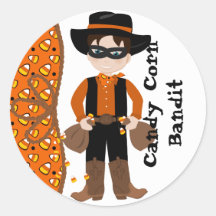 The Candy Corn Bandit Round Stickers