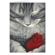 The Cat and the Rosebud Pet Sympathy Card