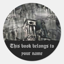 The church of illusions gothic fantasy book plate round stickers