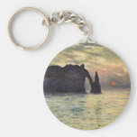 The Cliff, Etretat, Sunset by Monet, Vintage Art Key Chains