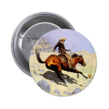 The Cowboy by Remington, Vintage American West Pinback Buttons