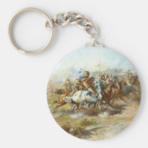 The Custer Fight by Charles Marion Russell Keychains