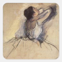 The Dancer by Edgar Degas, Vintage Ballet Square Stickers