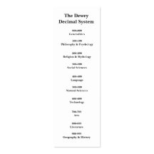 The Dewey Decimal System Bookmark Business Cards