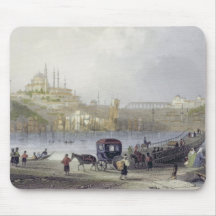 The Floating Bridge, Istanbul, engraved by J.C. Be Mousepad
