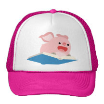 The Flying Book and Cartoon Pig Hat