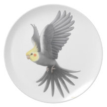 The Flying Pet Cockatiel Parrot Plate