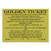 The Golden Ticket Birthday Invitation