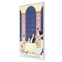 The Gourmands, 1920-30 (pochoir print) Stretched Canvas Print