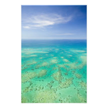 The Great Barrier Reef, aerial view of Green Photographic Print