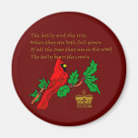 The Holly and the Ivy with Cardinal and Crown Refrigerator Magnet